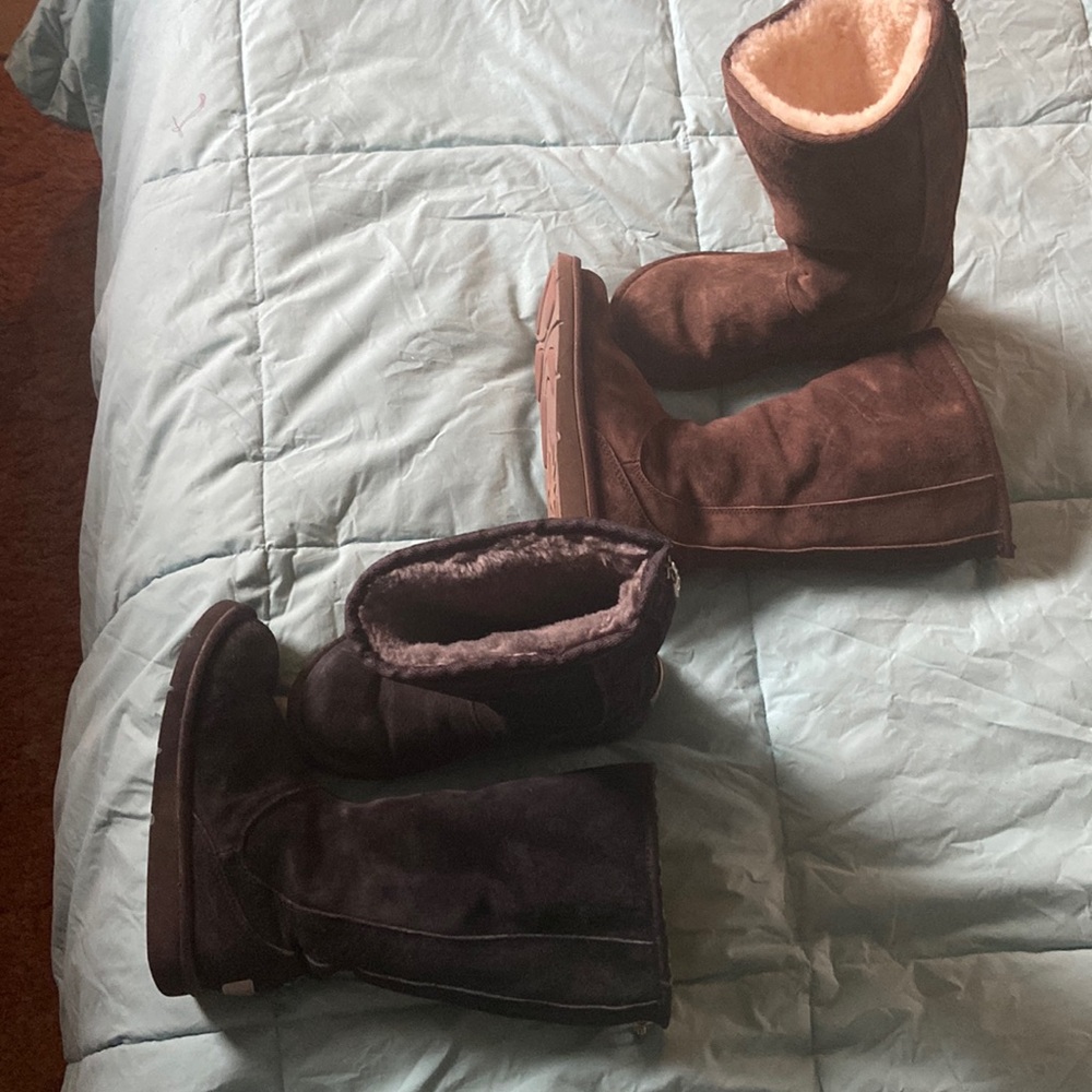 Two pairs of Uggs with zip up backs! 1brown 1black ! Super cute!